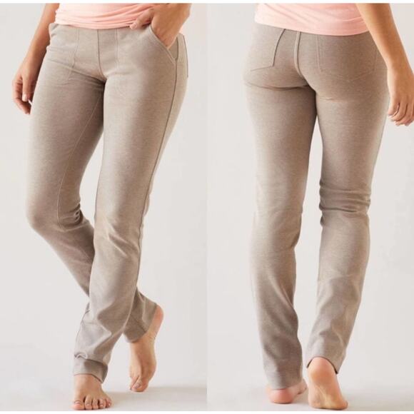 Duluth Trading Co. NoGA Naturale Cotton Slim Leg Oatmeal Tan Pull On Pants Large - Picture 1 of 9